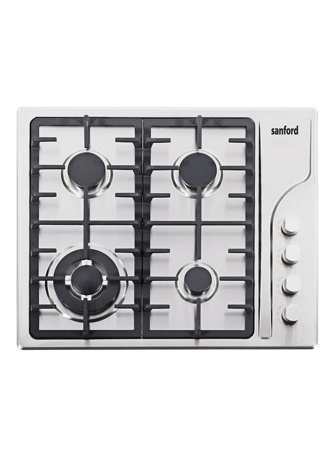 Sanford Stainless Steel Gas Hob 4 Burner SF5455GH BS - SilverKitchen Appliances4 Burner Gas Hob High Temperature Resistant Burner Low Gas Consumption Brushed Stainless Steel Body Cast Iron Heavy-Duty Pan Support Convenient & Easy Cleaning Blue Flame, Auto